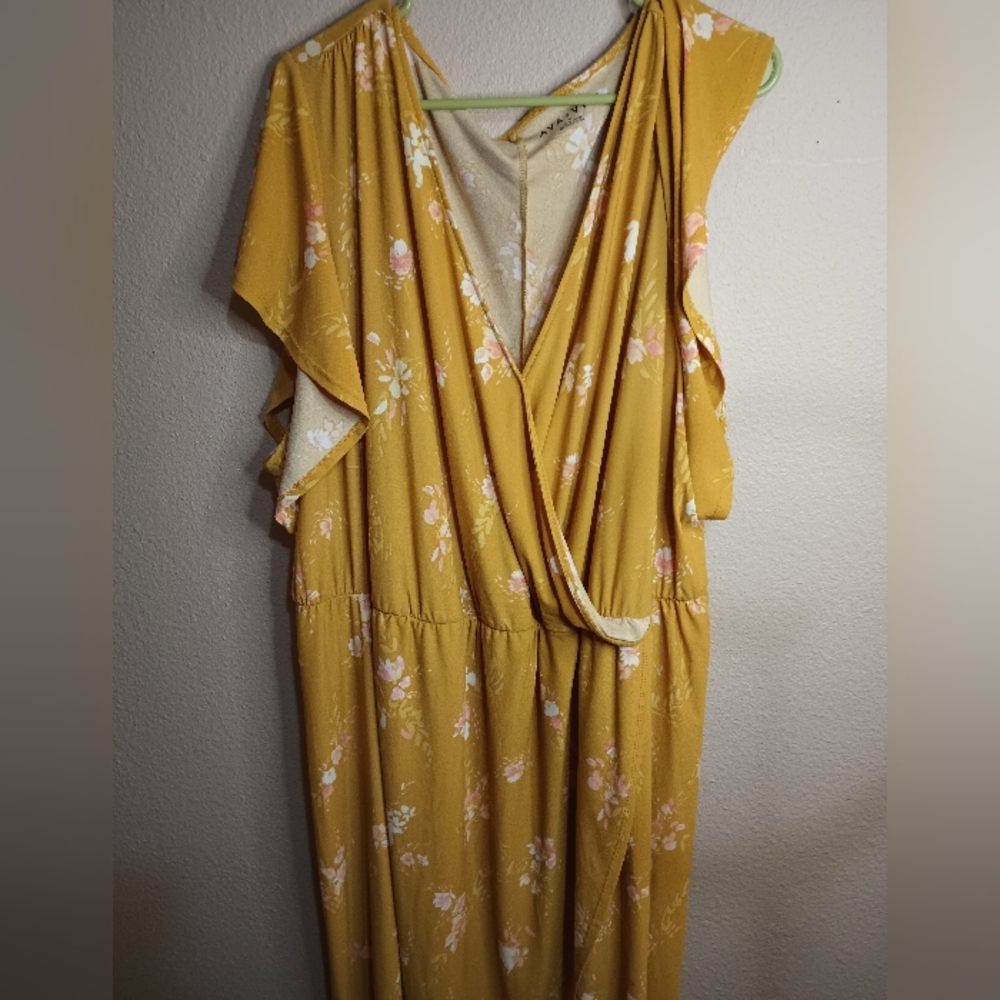 Plus size Mustard Yellow dress with flowers